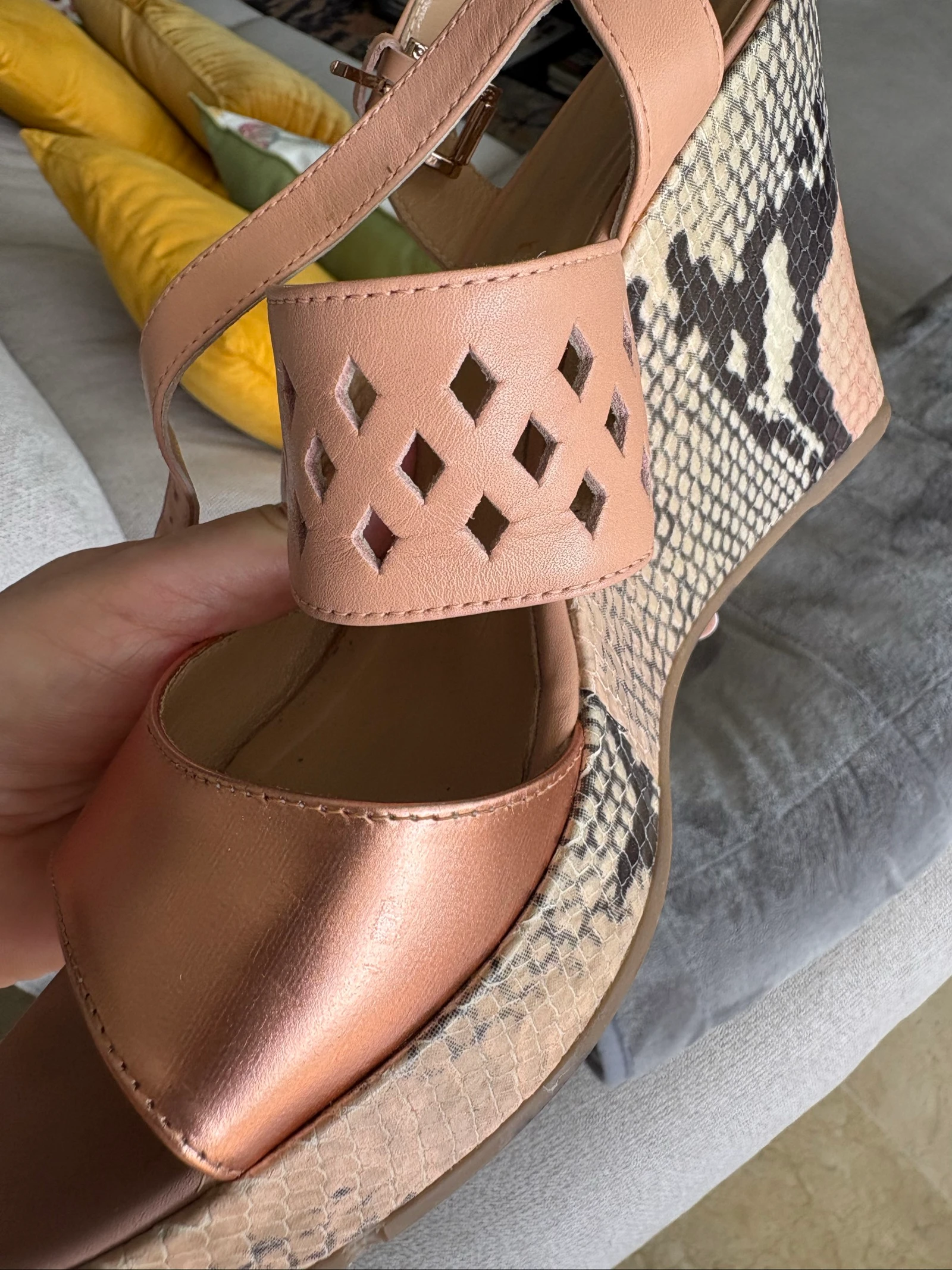 Sandales compensées Caroline Biss cuir rose 41 – photo 4